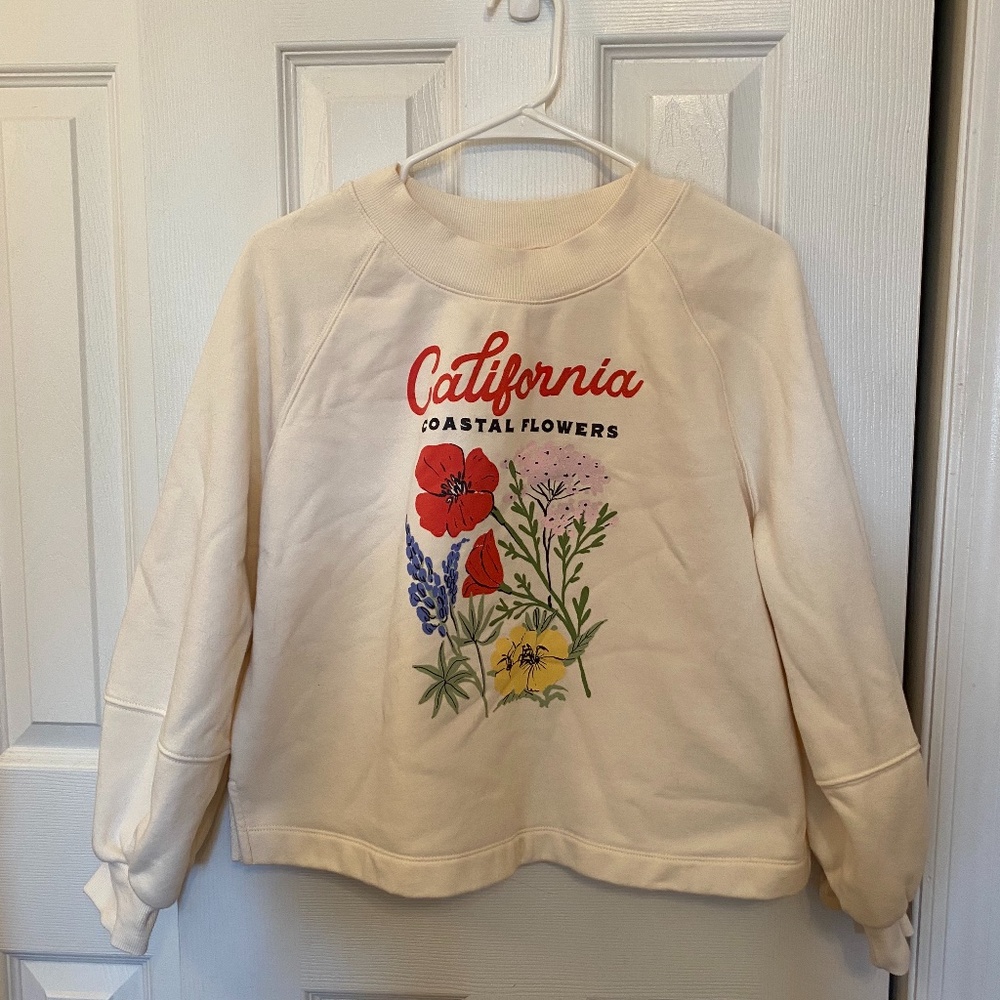 Old Navy Cropped California Flowers Sweatshirt